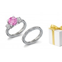Hand Engraved: Pink Sapphire & Diamond Ring