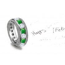 Roman Work Articles: Diamond & Emerald Foliate Motif Ring in 14k White Gold Size 6 with Shining Leaves Green Color