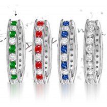 Distinctive Styles": White Gold Birthstone Anniversary Diamond Eternity Ring Greenish Yellow Luster