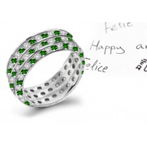 "Perfection in details": Endless Love Emerald Diamond Eternity Wedding Ring More Brightly Illuminated in Sun Light