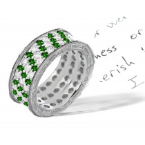 Popular Love Stories: Gold & Emerald Diamond Eternity Ring with Greens of Firs, Pines, Cypresses, Laurels