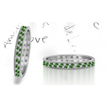 Endlessly Fascinating: Gold Emerald & Diamond Eternity Wedding Band Feature Blue Yellow Stones