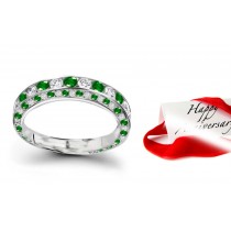 "Gem of Gems": Micropave Diamond & Emerald Eternity Ring To Cherish with Green Darker in Proportion