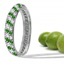 "Touch of Imagination": This Impeccable Emerald Diamond Eternity Ring with A Brilliant Dark Green Color