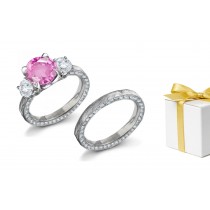 Hand Engraved: Pink Sapphire Diamond Ring
