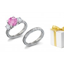 Hand Engraved: Pink Sapphire Diamond Ring