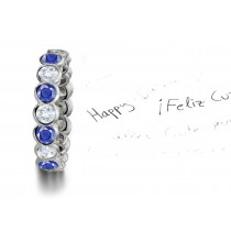 Full Bezel Set Sapphire & Sparkling Diamond Eternity Ring