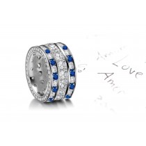 Big Sapphire & Diamond Eternity Sparkling Diamond Ring