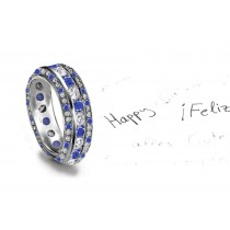 Impeccable: Large Sapphire & Brilliant Diamond Anniversary Multi-Stone Ring in Stock in Gold