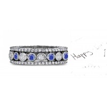 Stacked Bezel & Prong Settings with Sapphires & Diamonds