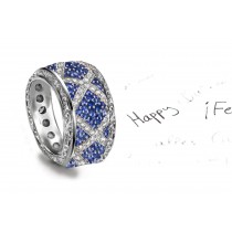 A seamless circle of bright-white and sparkling diamonds, and sapphires totaling 3.50 carats