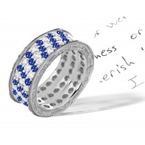 Diamond & Sapphire Ring & Engraved Sides
