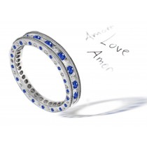 Sapphire & Diamond Anniversary Band with Burnish Set Diamond