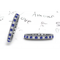 Platinum Milgrain Edge Sapphire & Diamond Band