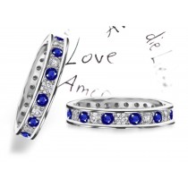 Prong Set Sapphire & Diamond Eternity Band in 1.0 to 5.0 cts