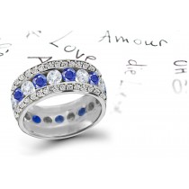 Three Sapphire Diamond Wedding Rings Fused