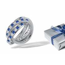 Diamond & Sapphire Three Rolling Gemstone Ring
