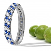 Pave Set Sapphire Diamond Eternity Gemstone Ring