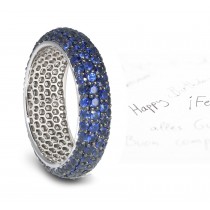 Pave Set 6 mm Wide Sapphire Gemstone Ring