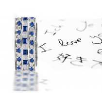 Stacked Sapphire Diamond Eternity Wedding Gold Band