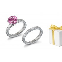 Bridal Set: Pink Sapphire & Diamond Engraved Ring Click the Link to Purchase