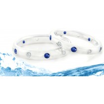 Blue Sapphire and Diamond Eternity Anniversary Band