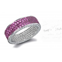 Platinum Women's Pink Rich Hue Sapphire Diamond Ring