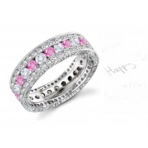 Gold Women's Pink Rich Hue Diamond & Sapphire Engagement Ring