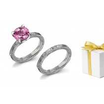 Romance: Engraved Pink Sapphire & Diamond Ring Availability: In stock