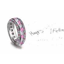 Impeccable: Women's Pink Beautiful Sapphire & Diamond Eternity Rings