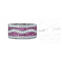 Women's Pink Beautiful Sapphire Diamond Wedding Rings