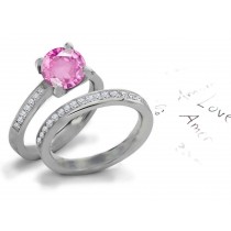 Pink Sapphire & Diamond Engagement & Wedding Ring