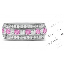 Triple Women's Pink Stone Musuem Quality Sapphire & Diamond Eternity Ring