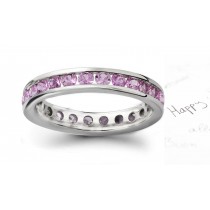 Women's Pure Pink Sapphire Gemstone Round Eternity Ring 