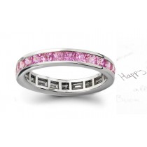 Women's Pure Pink Sapphire Gemstone Square Eternity Ring