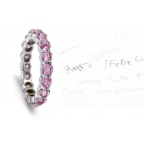 Women's Pure Pink Sapphire Gemstone Round Eternity Ring