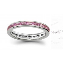 Women's Pure Pink Sapphire Gemstone Baguette Eternity Ring