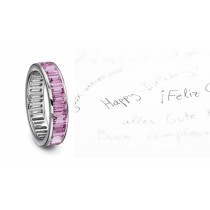 Women's Pure Pink Sapphire Gemstone Baguette Eternity Ring