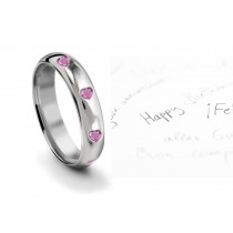 Burnish Set Heart Women's Pure Pink Sapphire Gemstone Eternity Ring