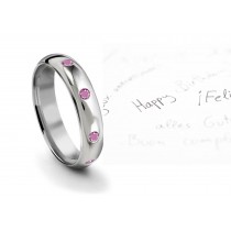 Burnish Round Women's Pure Pink Sapphire Gemstone Eternity Ring