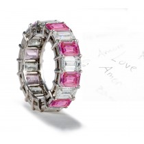 Colored Bluestone Sapphire and Diamond Eternity Anniversary Ring