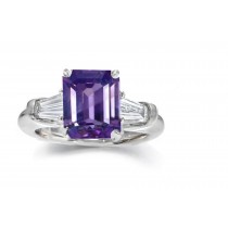 Fine Deep Purple Sapphire  Diamond Engagement Ring