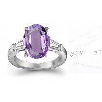 Fine Deep Purple Sapphire Oval & Diamond Designer Rings