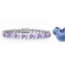 New Heart Blue Sapphire & Heart Diamond Bracelet and Necklace