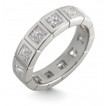 Platinum Bezel Set Princess Cut Diamonds Ring