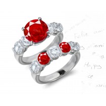 NEWEST STYLES: Secure & Safe Gold Dearly Loved 5 Stone Ruby Diamond Shared Common Thick Bar Ring & 5 Stone Band. Click on The Picture to View