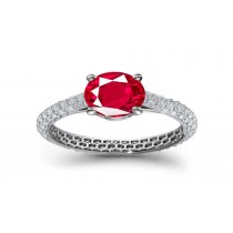 Assorted Sizes: Intense Fire Red Ceylon Round Natural Ruby Solitaire Set & French Microve Diamond in Gold Setting