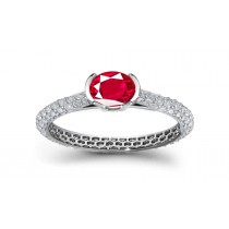 Style, Form & Grace: View Fire Red Fine Burma Large Round Ruby Solitaire French Pave Set Brilliant Diamonds Can Be Worn With Matched Eternity Ring