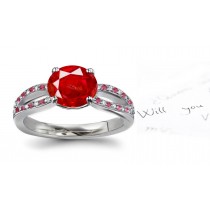 Leader of Precious Stones: View Classical Art Freedom of Expression & Emotion Eternal Ruby Diamond & Curved Split Shank 14k White Gold Ring