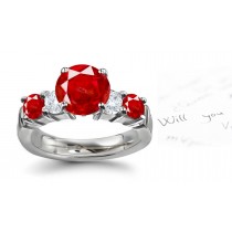 New and Popular Styles: Expressive & Emotional Five Stone Ruby Diamond Ring & Matching Five Stone Ruby Anniversary Jewelry Band